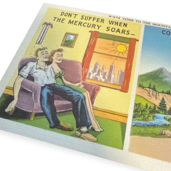 Vintage 1940’s Linen Unused Humor Postcard, Retro Vacation Unused Postcard - Picture 2 of 4